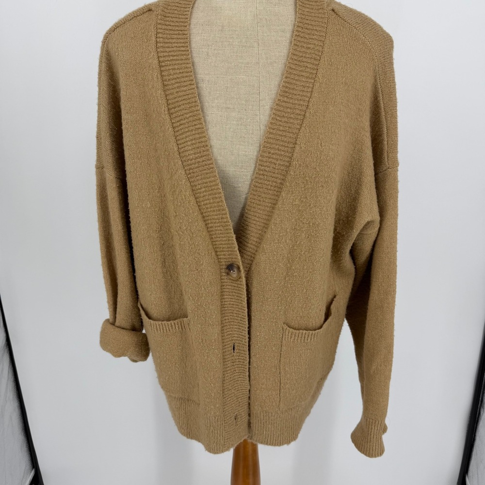 Sanctuary Cardigan Sweater Womens XL Tan Oversized V-Neck Button Front Pockets